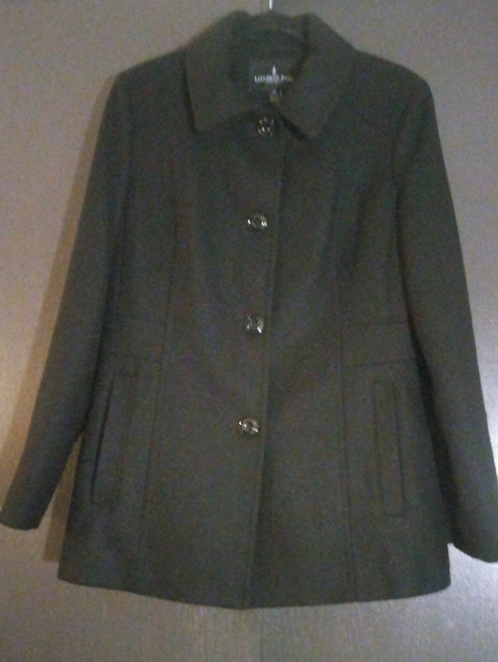 London Fog Classic Black Wool Pea Coat with Button Closure